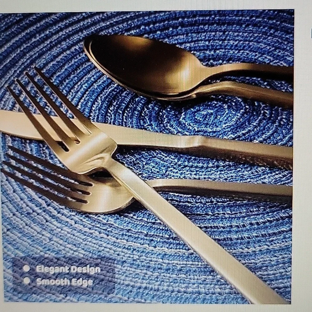 Alata Cube Golden 20 piece forged silverware set stainless steel flatware New
